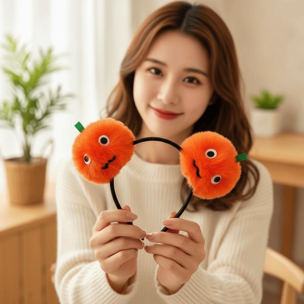 Fluffy Plush Bat Hairbands Elastic Pumpkin Hair Hoop Festive Hairpieces Spooky Headwear  Parade