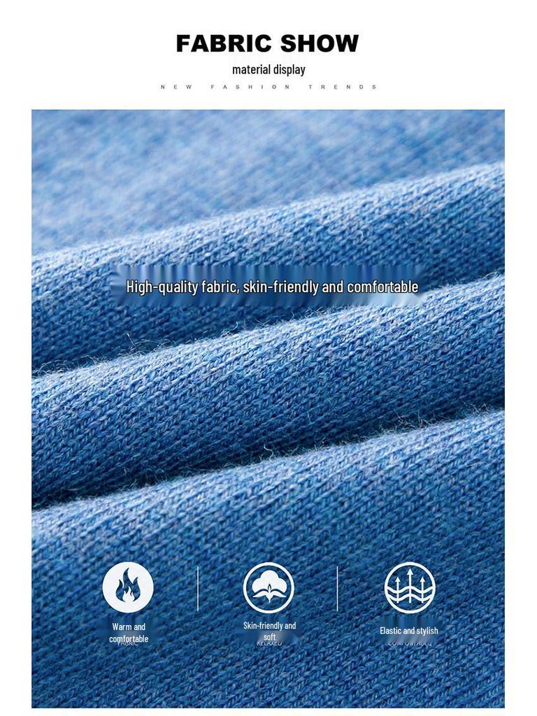 Men's Thickened Silk Wool Knit Pullover Sweater - Round Neck, Plain Color, Autumn/Winter Casual Lapel Cardigan.