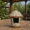jijijing Grass Woven Bird House, Outdoor Rustic Birdhouse, Hanging Hummingbird Hut, Garden Roosting Pocket for Wrens Sparrows Finches Hummingbirds
