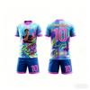 2-piece Summer Children's Casual Sports Trend 3D Pattern Printed Pattern Round Neck T-shirt and Shorts Set