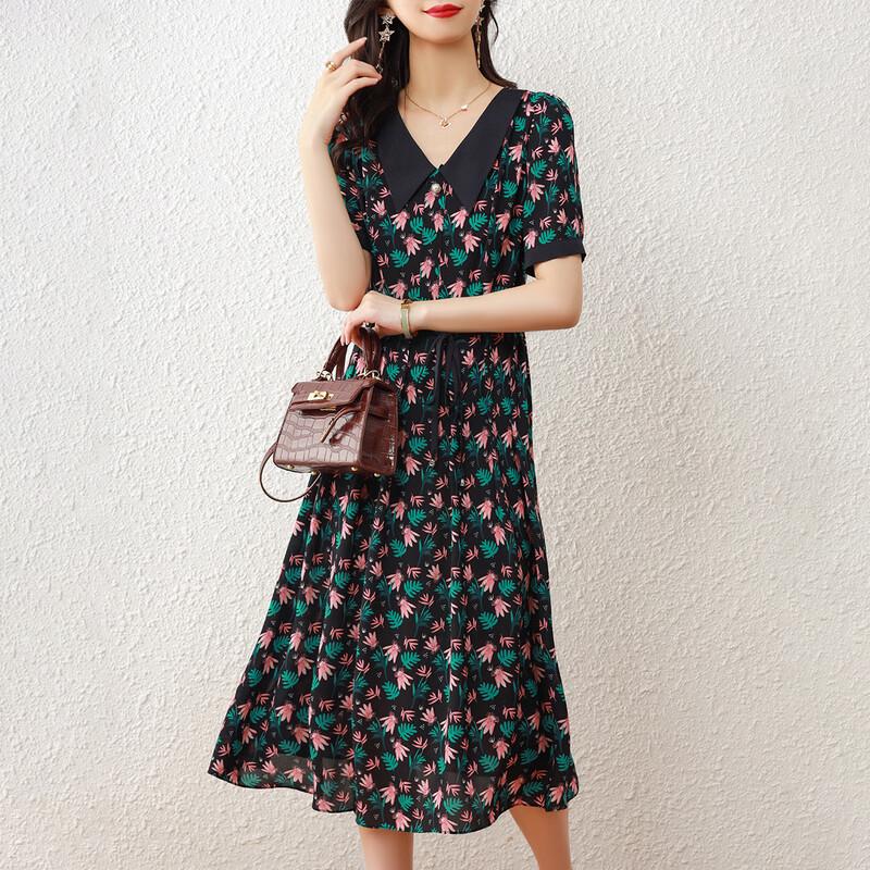 Srcr Doll Collar Floral Chiffon Dress M