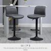 Bar Stools Set Of 2 PU Leather Barstools With Backrest And Footrest For Kitchen Counter Breakfast Bar Dark Grey