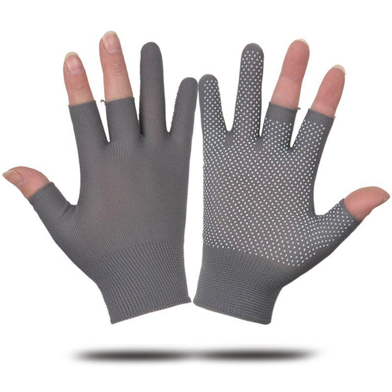 

Half Finger Cycling Sun Protection Thin Breathable Gloves Men and Women Summer Outdoor Non-Slip Quick-Drying Takeaway Driving Leakage Finger (Three fingers missing) 12 double Ash All yards