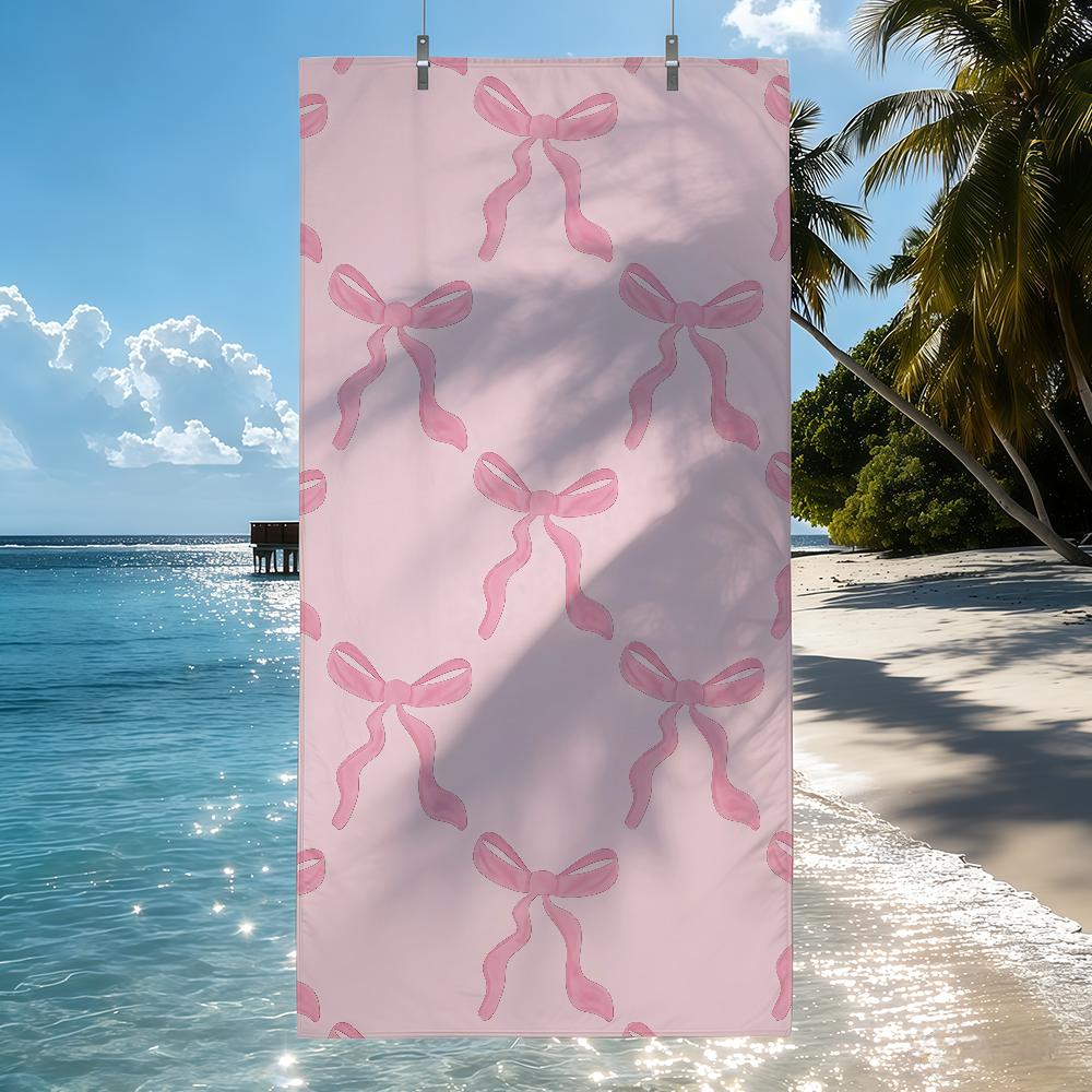 

Floral Bow Flower pink Towel Quick Drying Beach Towels Are Suitable For Swimming Pools Camping Yoga And The Gym W30*H60(CM)