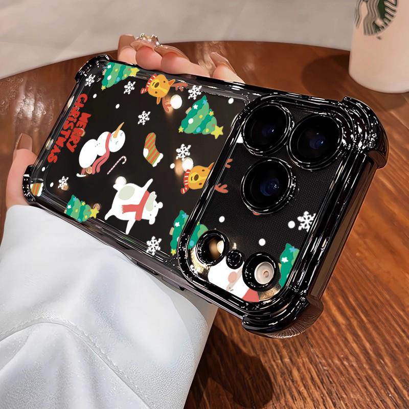 Christmas Festive Printed Plating TPU Phone Case For iPhone 17 16 15 14 13 12 11 Pro Max Plus Air 16E Clear Shockproof Cover