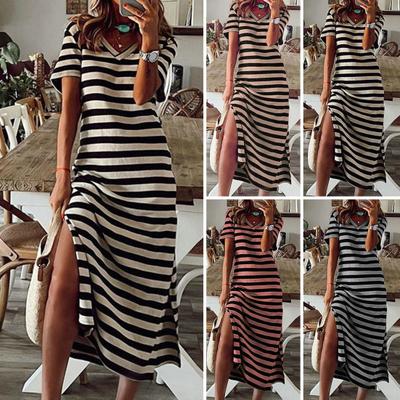 Γυναικείο Καλοκαιρινό Φόρεμα Μίντι Πλαϊνό Σπλιτ V λαιμόκοψη κοντό μανίκι Μήκος στη γάμπα Χρώμα ασορτί με λεπτή εφαρμογή Γυναικεία ρούχα