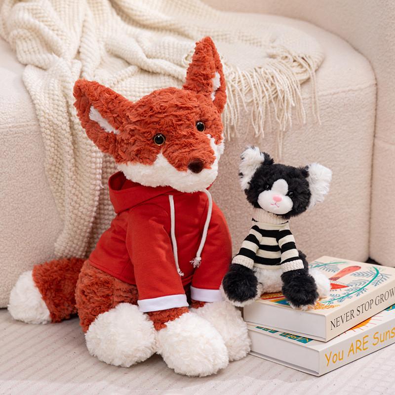 Cartoon Dog Cute Fox Cat Hoodie Decoration Plush Doll Pillow For Decor Room