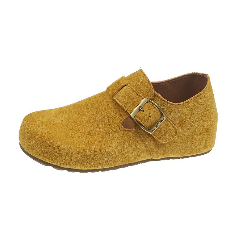 Retro Matte Borken Shoes Women's 2025 Autumn New Flat-bottomed Buckle Casual Inner Height Increase One-pedal Loafers Women