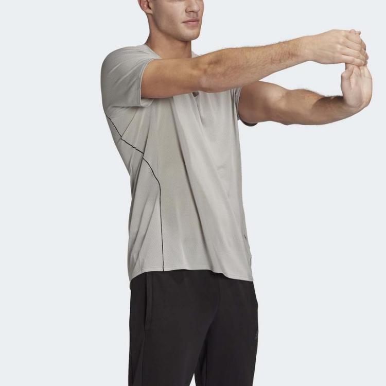 Adidas Runner Comfortable Breathable Short Sleeve T-Shirt Men Tops Gray GC6715