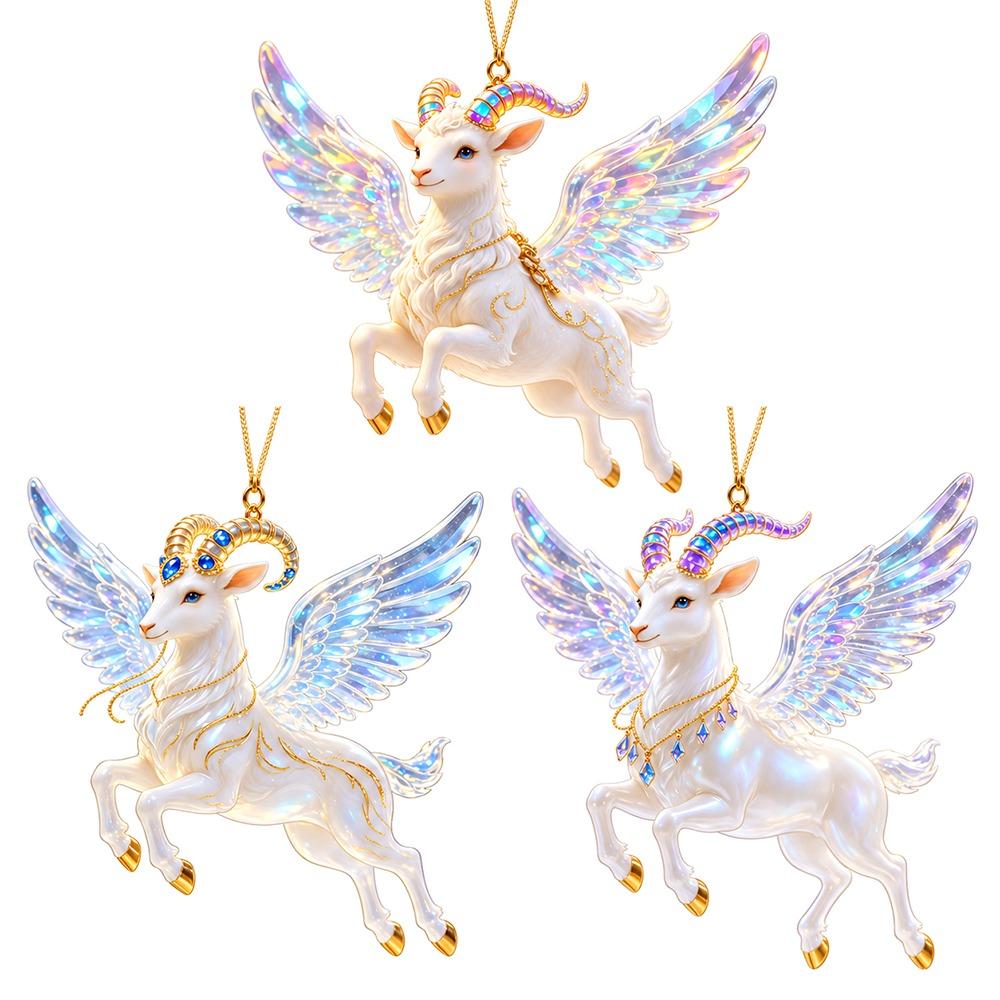 Shining Goat Hanging Ornament Set 2D Flat Christmas Tree Ornament New Keychain  Bag Charms