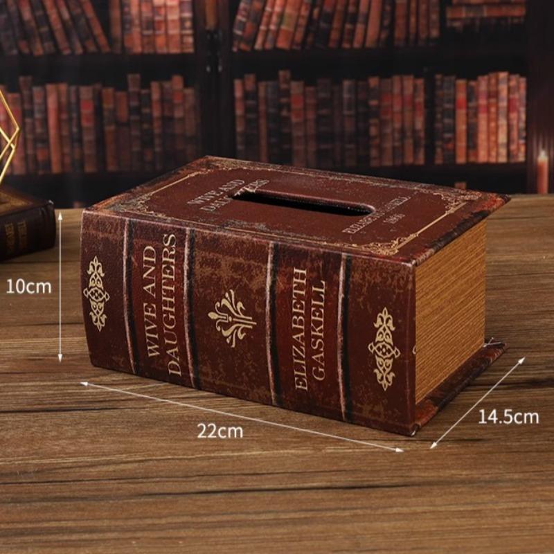 

Simulation Book Tissue Box Vintage Tissue Case Aesthetic Wooden Napkin Boxes Elegant Luxury Napkin Dispensers Table Decoration