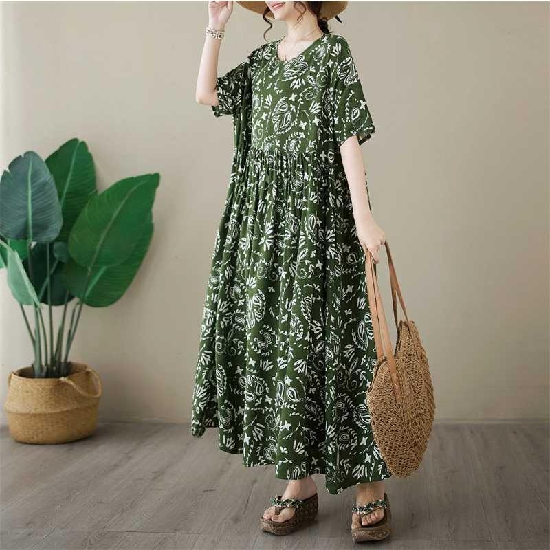 Simple Fashion Plus Size Round Neck Printed Dress