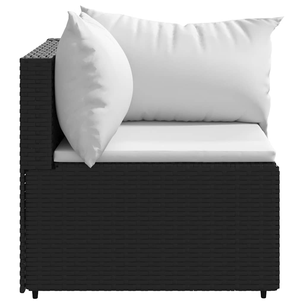 vidaXL Garden Corner Sofas with Cushions 2 Pcs. Black Poly Rattan