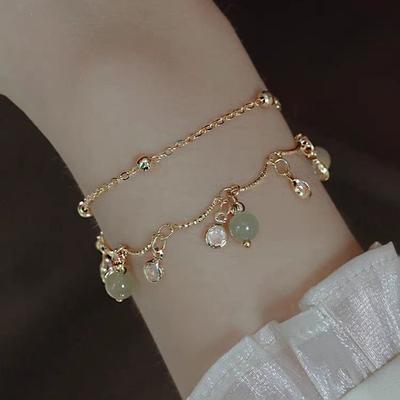 Xinghe Long Natural Hetian Jade Amethyst Βραχιόλι διπλής στρώσης Γυναικείο αυθεντικό εξαίσιο φίλες υψηλής αίσθησης ίδιου στυλ