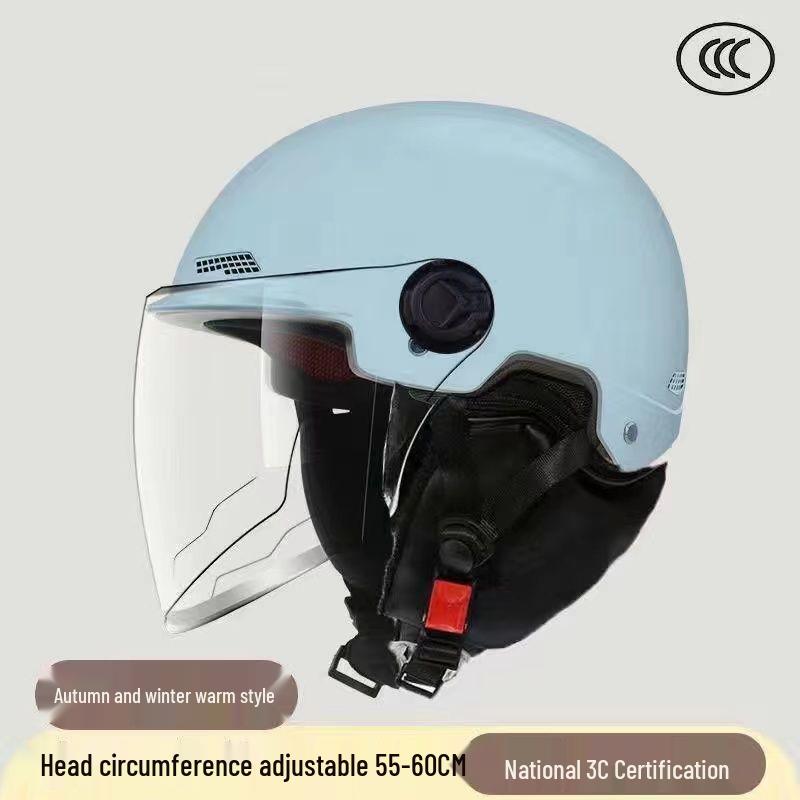 "3C Certified Warm Electric Motorcycle Helmet for Men & Women - Cold Protection for Autumn & Winter"