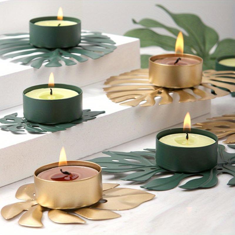 Candle Holder Holiday Metal Leaf Ornaments Candlelight Dinner Props Creative Metal Turtle Back Leaf Ornaments Candlestick