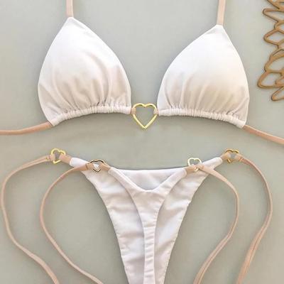 2025 Heart-shaped Halter Bikini Set with Metal Buckle
