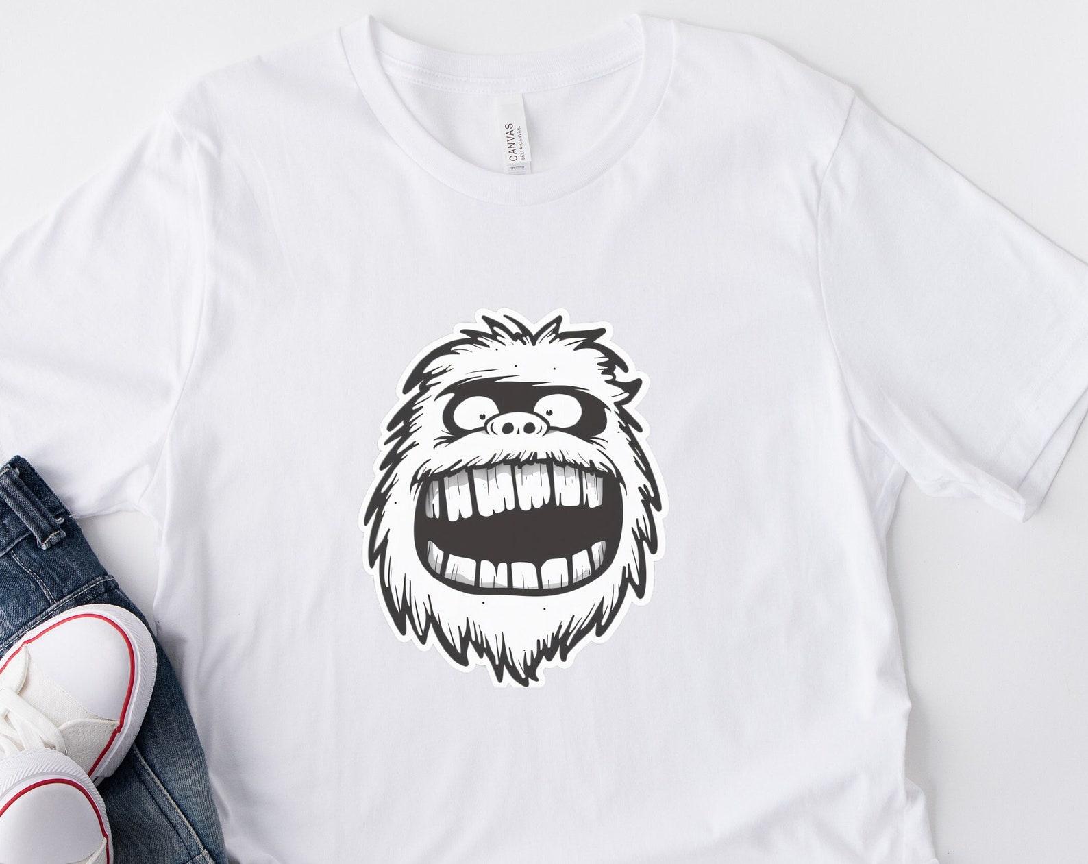 Abominable Snowman Shirt, Funny Yeti Face Tee 4XL