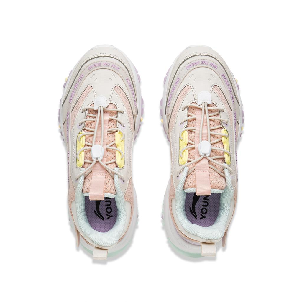 Li Ning Kids Sports Lifestyle Series Synthetic Leather Fashion Non-Slip Anti-Kick Shock Absorption Low-Top Casual Shoes Kids casual shoes YKCU192-2