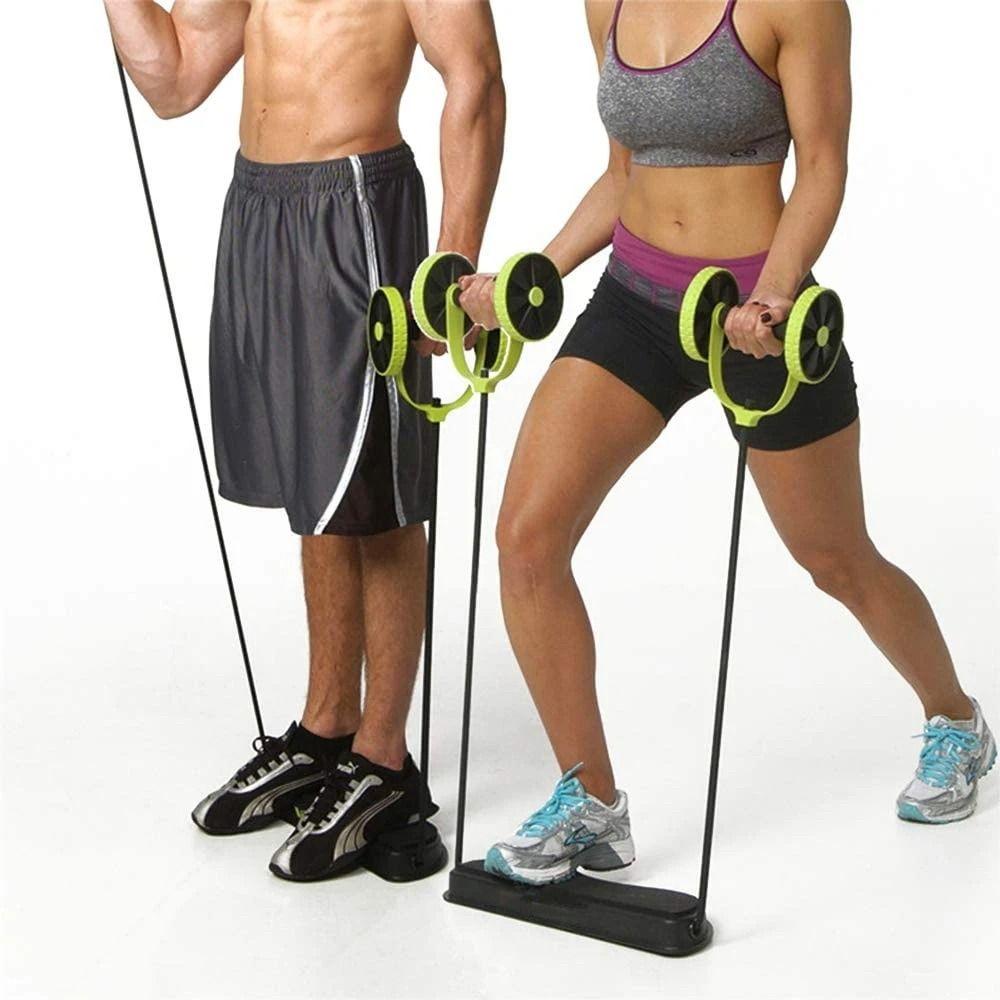 Double Roller Ab Roller Resistance Bands Abdominal Wheel Abdominal Muscle Trainer  Fitness Training