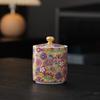 Creative Light Blue Floral Vine Ceramic Tea Canister Exquisite Sealed Small Storage Jar Chilean Food Container Home Decoration