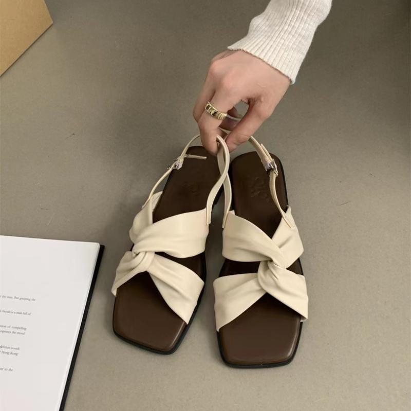 2025 Women Summer New Fashion Slippers with Square Toe Casual Luxury Roman High Quality Slippers for Women