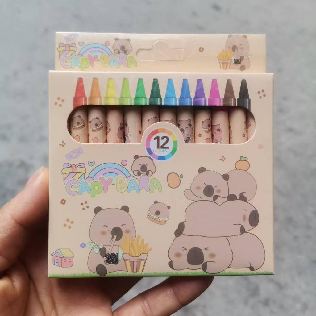 12/36 Pezzi Pastelli Capibara Carini 12 Colori 8.8cm Matita Pastello Colorata Pittura Graffiti Festa Bambini Regalo di Compleanno Scuola Materna