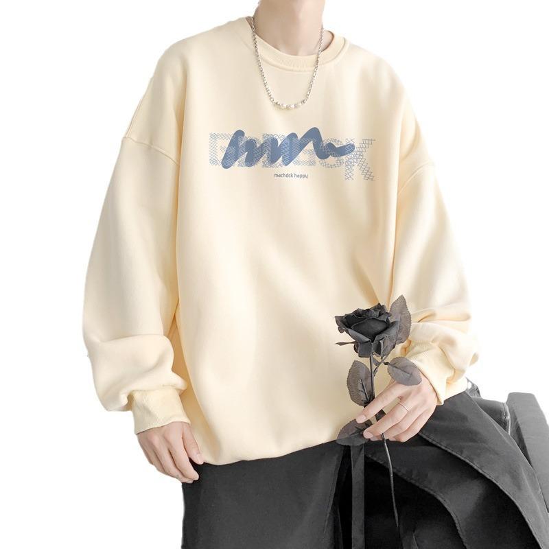 Round Neck Sweatshirt Men's Spring and Autumn New Heavyweight Hooded Top Men's American Trendy Brand Casual Large Size Jacket for Men