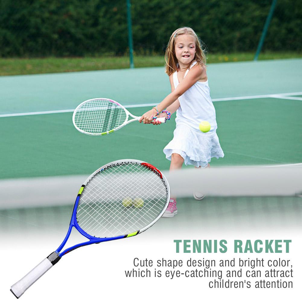 Durable String Single Tennis Racket Racquet for Kids Training Practice( Blue )