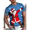Funny Men's T-Shirts Santa Claus Christmas Oversized Short Sleeve with Snowflakes Print Red Casual O-Neck Outfit Men Clothing