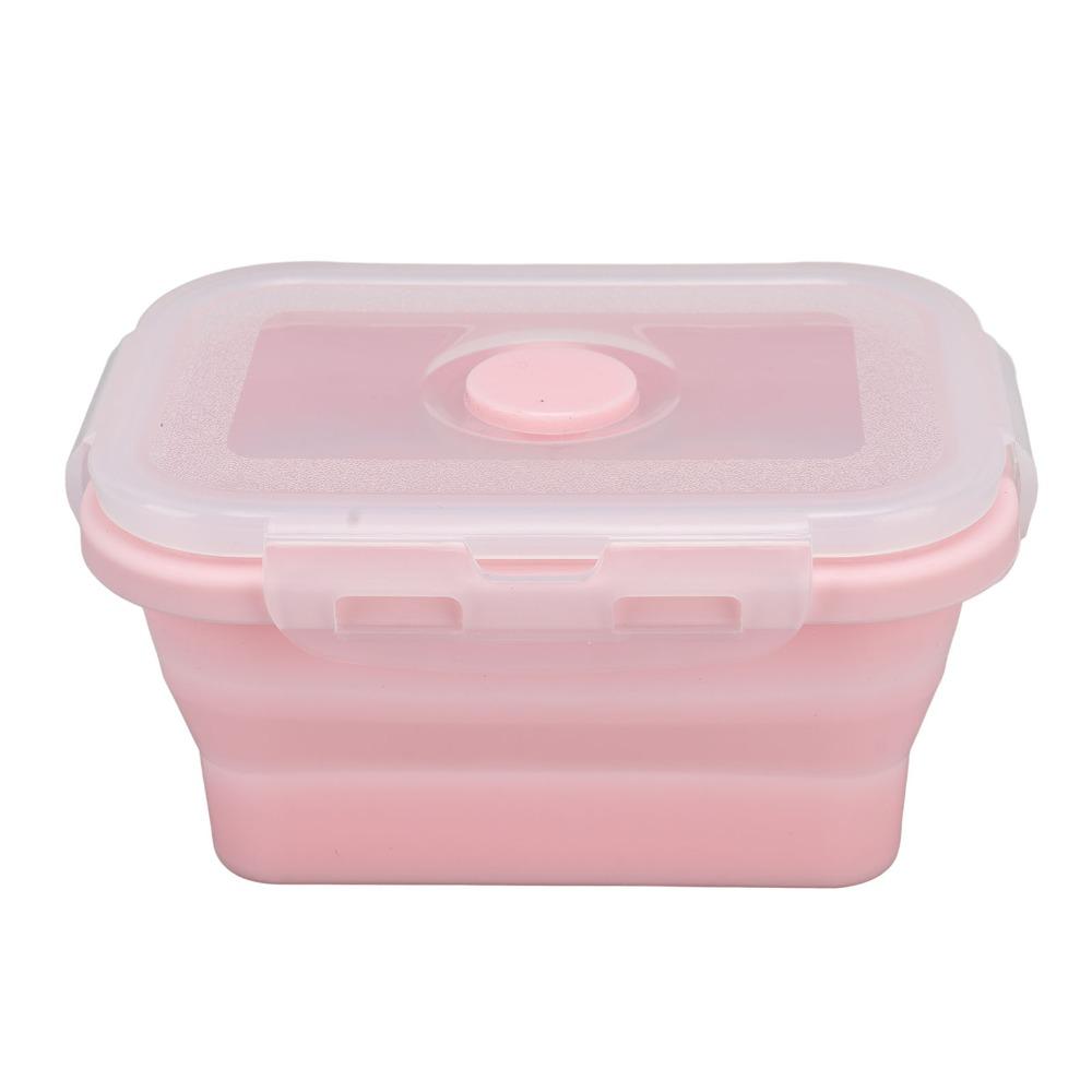 2PCS Silicone Lunch Storage Container Collapsible Design Airtight Kitchen Organizer For Camping