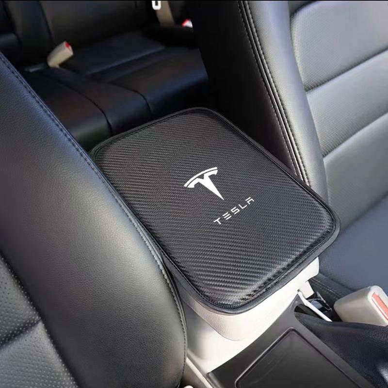 Car Armrest Box Mats Leather Center Console Covers Accessories For Tesla Model 3 Model X S 2016-2020 Decals TM3 TMX TMS Decal