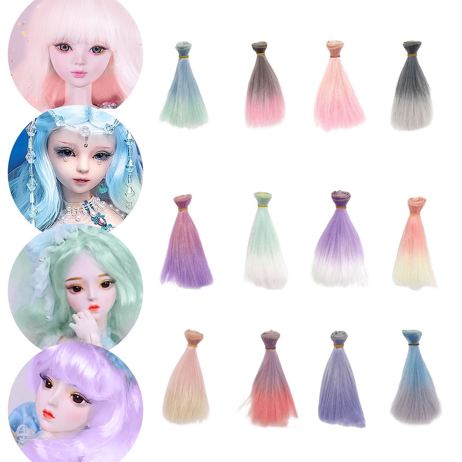 

CMD OB SD BJD Blythe кукольный парик 6 дюймов 10 цветов набор кукольных париков волосы высокотемпературные парики аксессуары костюм вечеринка (D)