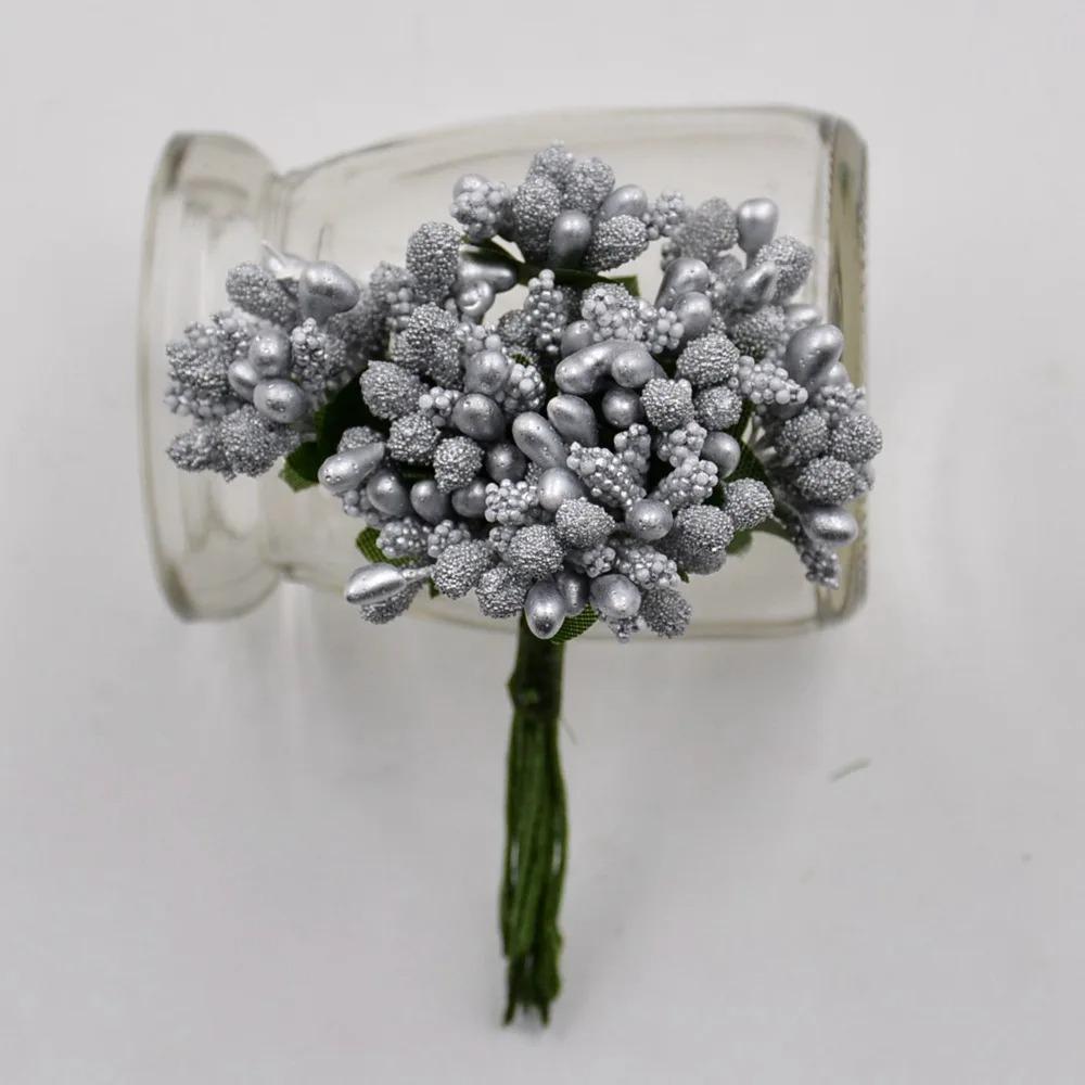 12/36/72/144Pcs Mini Stamen Flower Artificial Flowers Craft Fake Flowers For Wedding Bouquet Party Box Scrapbooking Decor