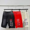 Mens Streetwear Loose Fit Washed Cotton Shorts With Rhinestone Embellishment 2025 Casual Five-Point Pants