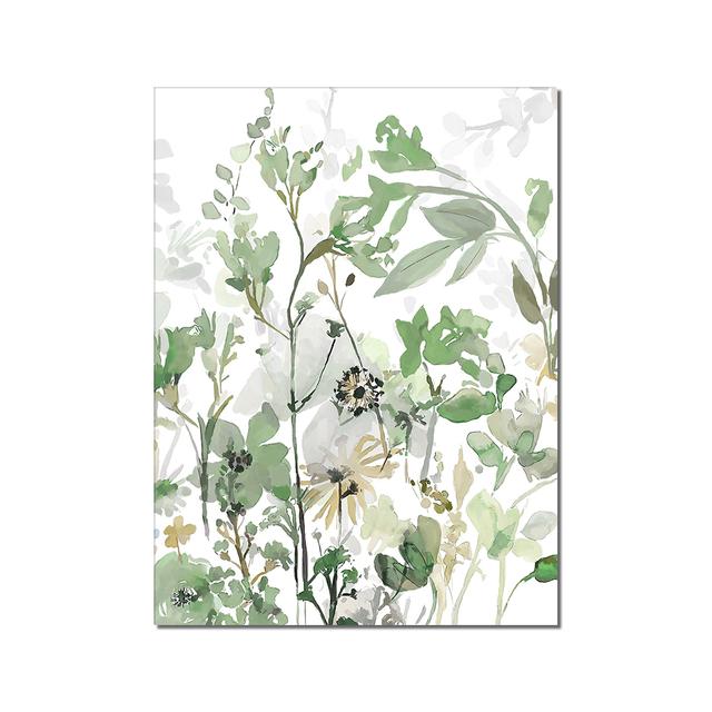 Original Design Abstract Blue Flower Canvas Painting Nordic Green Plant Poster Printing Living Room Wall Painting