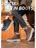 2024 Men's Black Leather High-Top Martin Boots: Retro, Thick-Sole Casual for Autumn/Winter