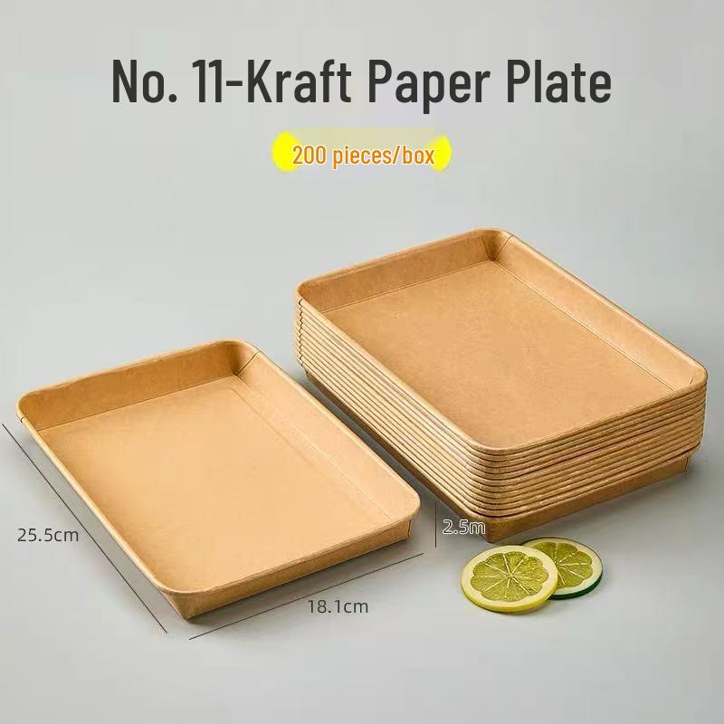 Einweg-Kraftpapier-Essteller - Rechteckig/Quadratisch, Lebensmittelqualität für BBQ, Picknick, Party.