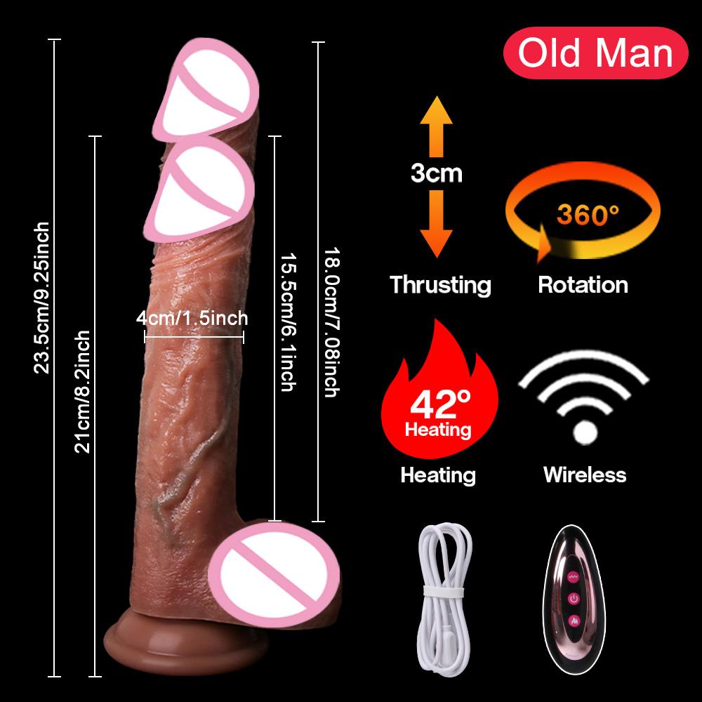 Vibrátor pro ženy Big Realistic Thrusting Dildo Přísavka na dálkový ovladač Real Penis Dildo Teleskopické rotační vyhřívané sexuální hračky
