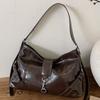 Autumn New Personality Trend Locomotive Style Baguette Large Capacity Shoulder Crossbody Underarm Bag Woman