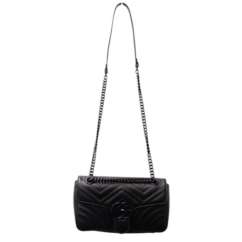 Gucci 443497 Shoulder Bag So Black Calfskin Women