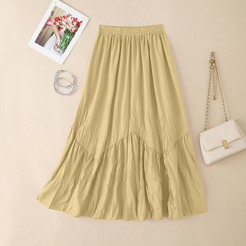 

ZANZEA Женские повседневные свободные длинные юбки с эластичной резинкой на талии 5XL хаки