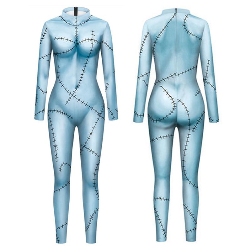 New Anime Christmas Eve Scare Sally Dress Halloween Party Set Costume Women Jumpsuit Catsuit Zentai Bodysuit Gothic Leggins