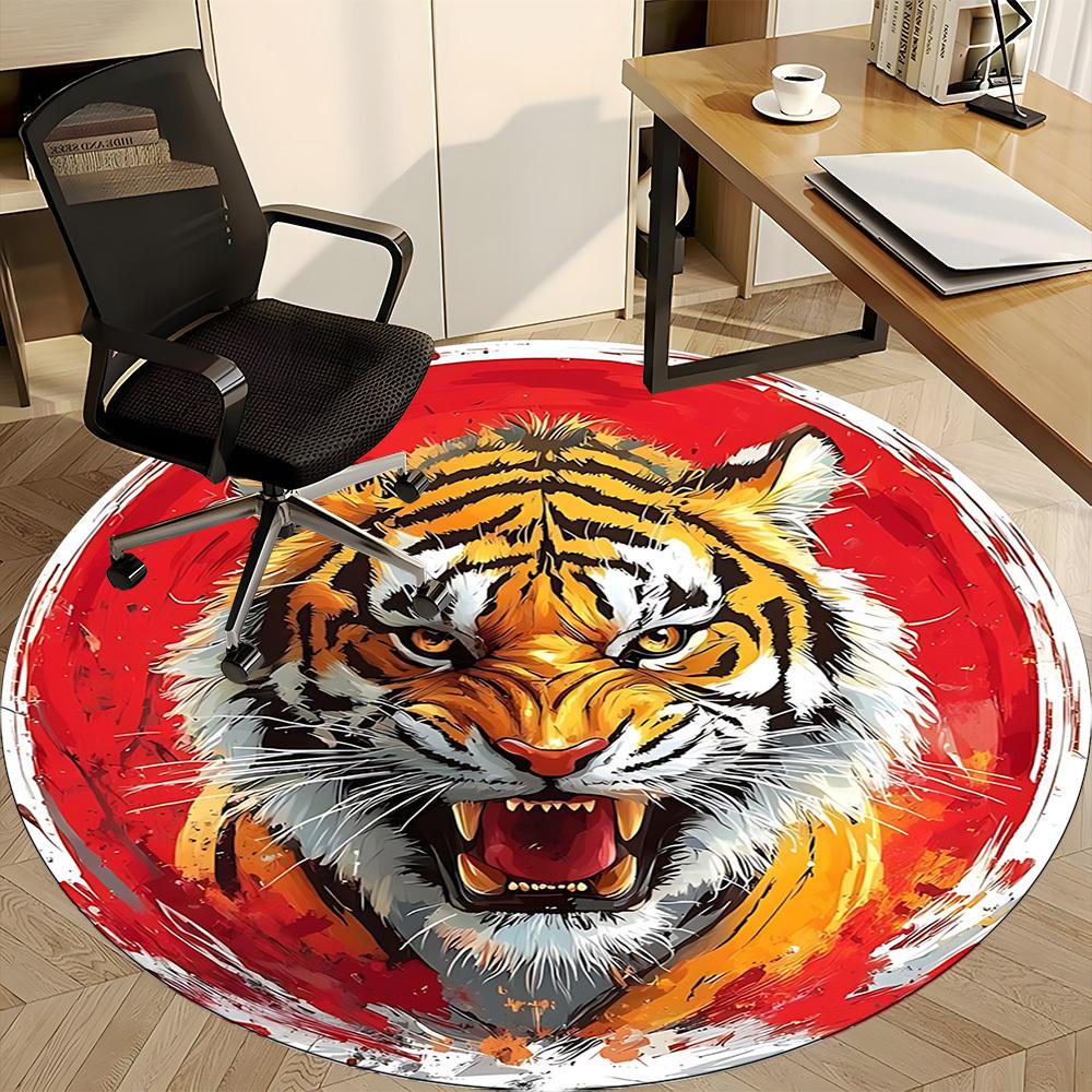 1pc Tiger Face Chair Carpet for Office Non-Slip, Lightweight, Machine Washable Rug for Office, Room - Holiday Decoryy251016022