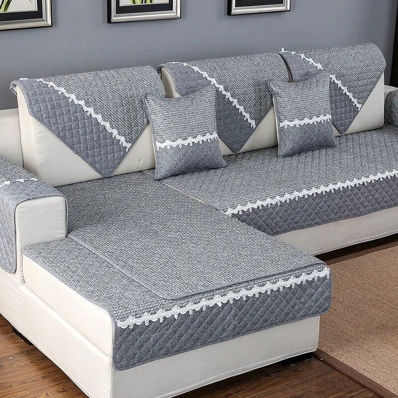High Quality Sofa Cover Sofa Towel Cushion Solid Color Cotton Linen Fabric Couch Cover Four Seasons Available Sofa Towel