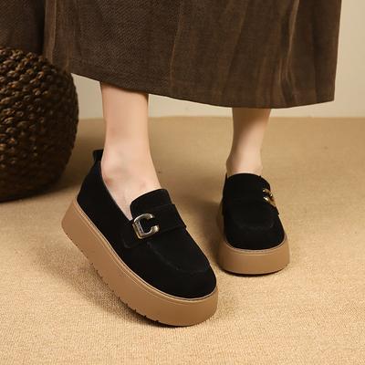 Fashion Platform Women Shoes Flats Suede Casual Designer Autumn Buckle Shoes New Brand 2024 Trend Cozy Walking Womens Shoes
