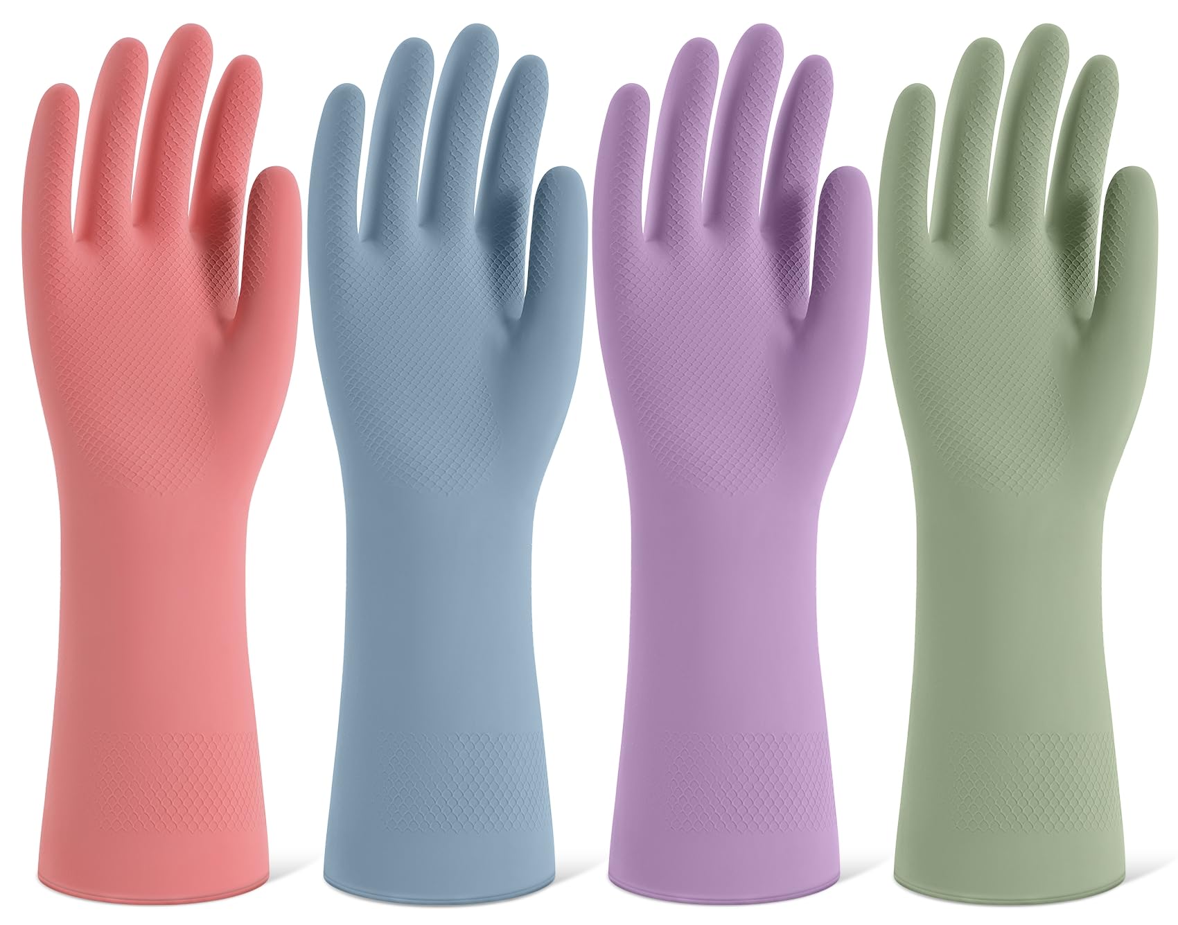 

Rubber Cleaning Gloves for Dishwashing, 4 Pairs Reusable Kitchen Gloves for Washing Dishes and Household Cleaning, Dish Gloves with Non-Slip Grip Small