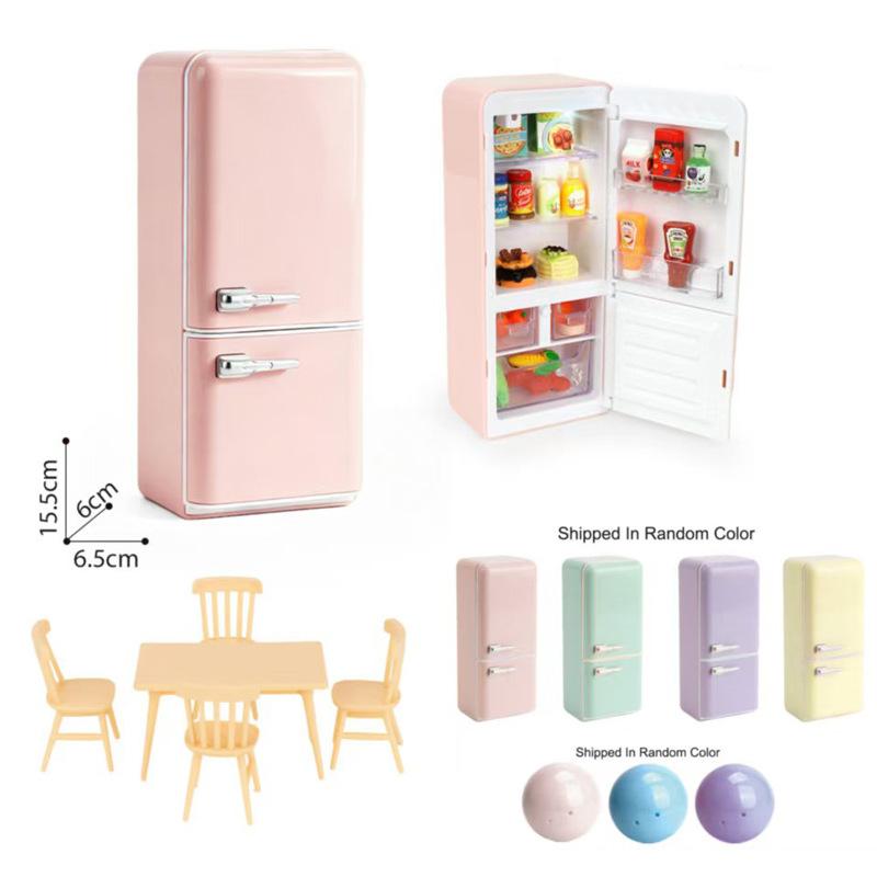 Tiny Little Play World Mini Fridge Blind Box Toy Set | Random Mini Food Models, Micro Table Chair Pretend Play,Creative Capsule