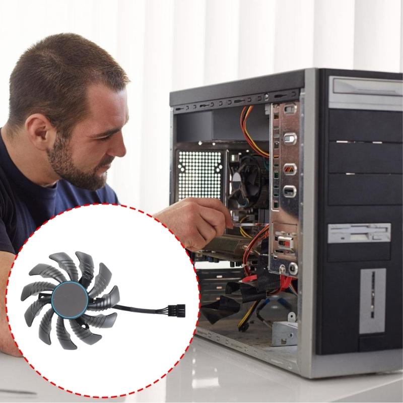 75MM T128010SU GPU Cooling Fan Replacement for RX6700XT 6600XT Graphics Cards Video Card Radiator