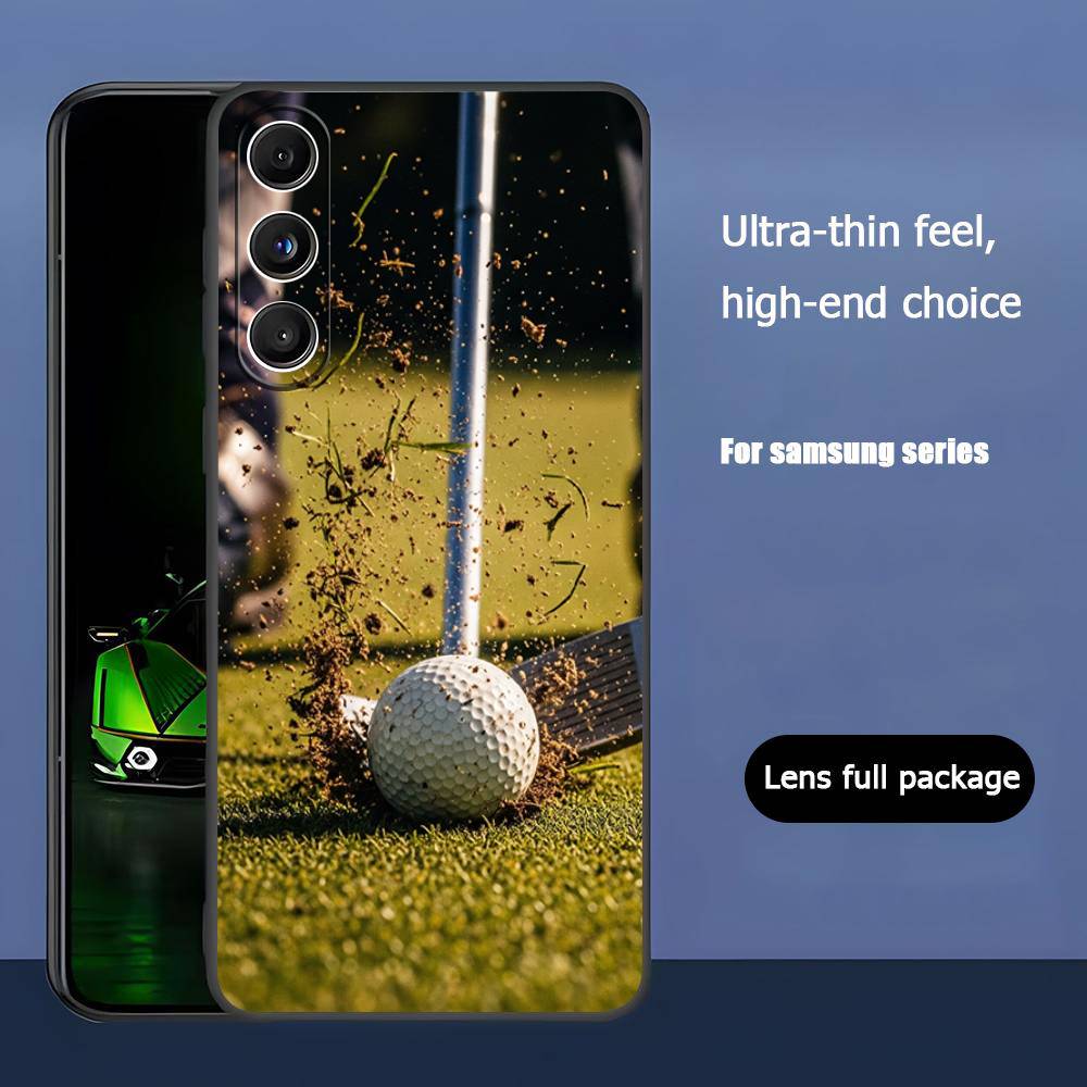 Sport Art Golf Ball For Samsung Galaxy S25 S24 S23 Ultra S22 S21 Plus S20 Black Soft Silicone Protective Case